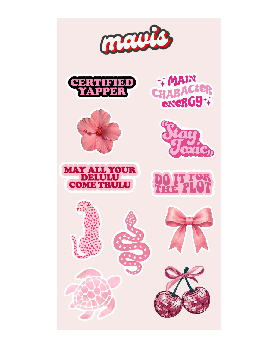 Mavis water proof stickers pink edition