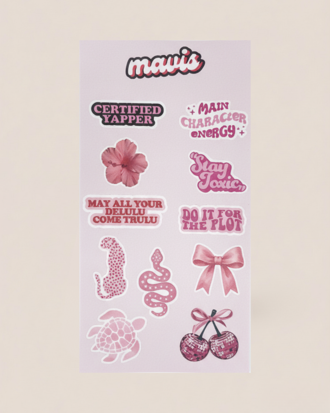 Mavis water proof stickers pink edition