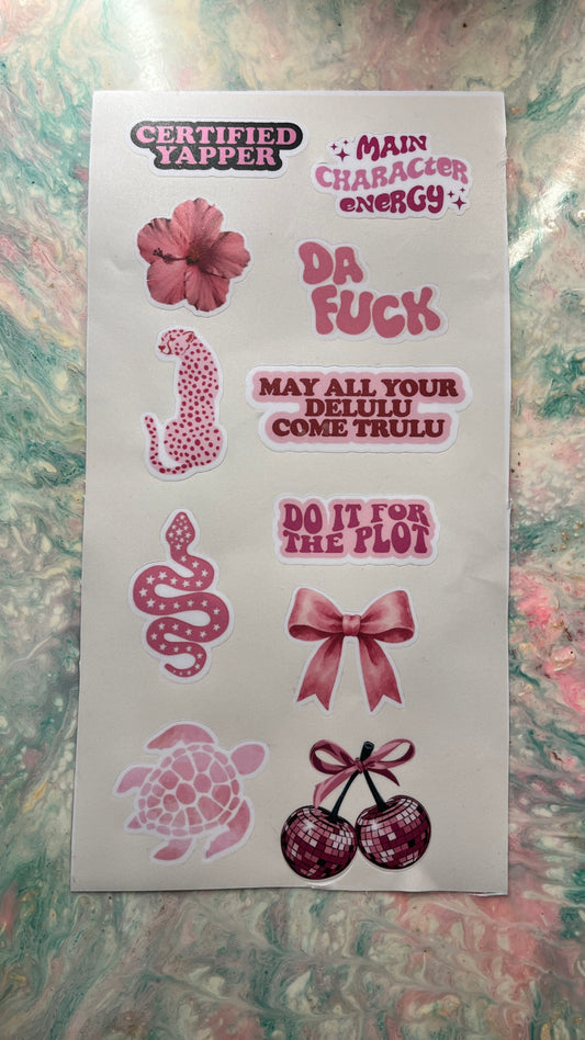 Mavis water proof stickers pink edition